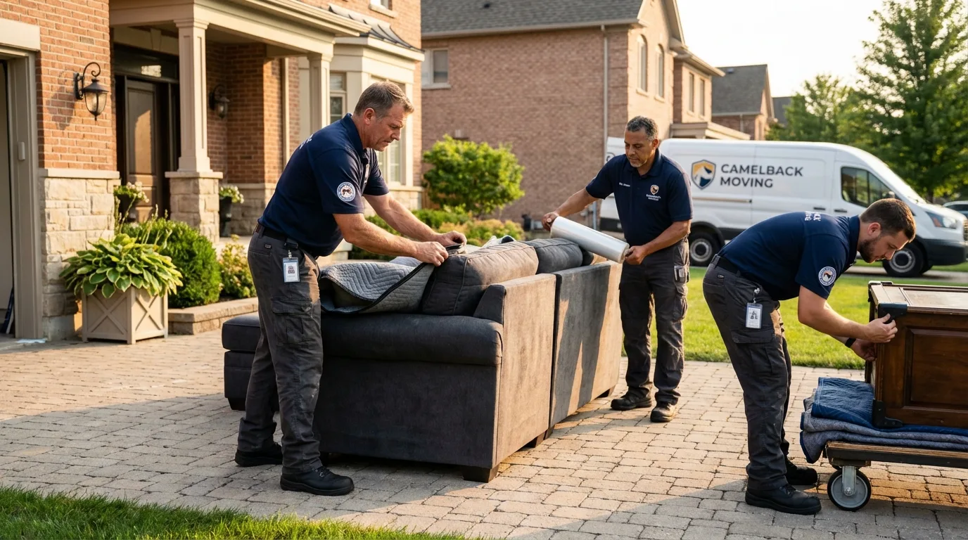 Large estate moving crew wrapping furniture in Millbrae, CA