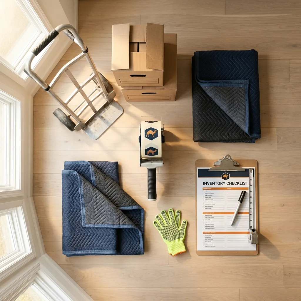 Professional moving supplies and packing materials layout for Millbrae residential relocations